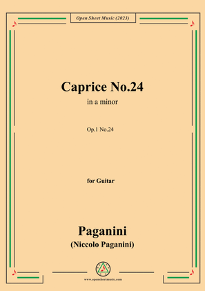 Book cover for Paganini-Caprice No.24,Op.1 No.24,in a minor,for Guitar