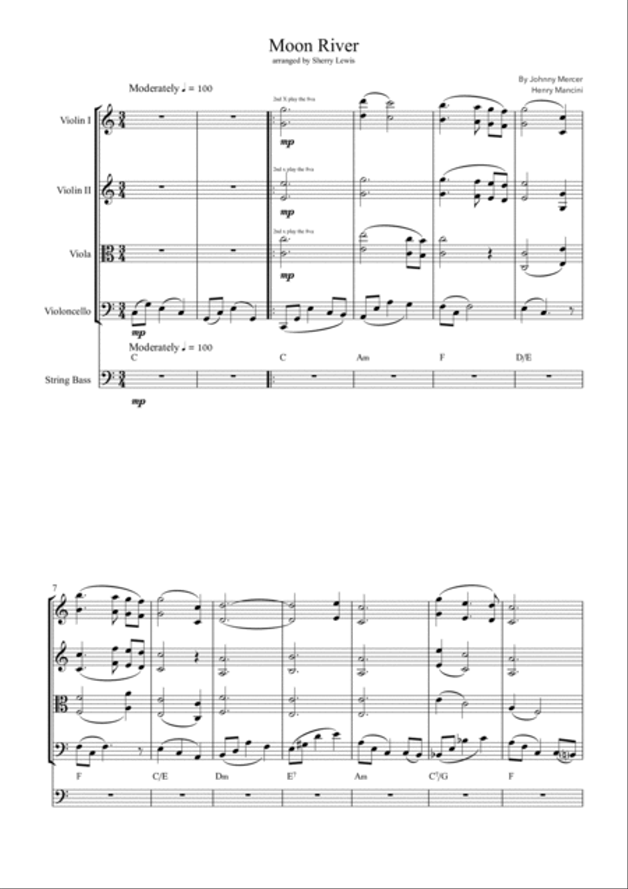 Moon River String Quintet scores gallery preview page 4