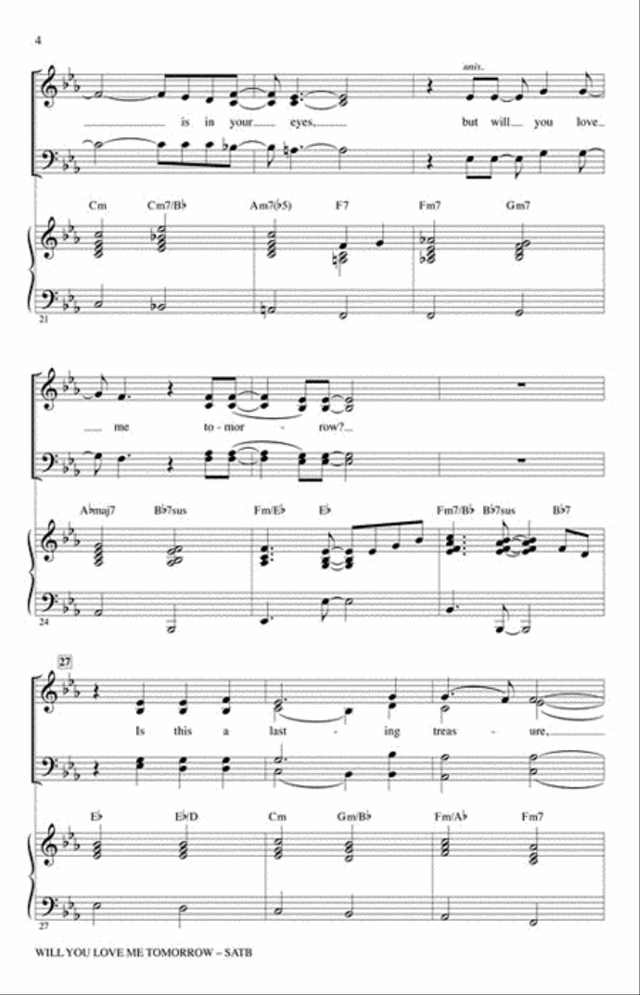 Will You Love Me Tomorrow (Will You Still Love Me Tomorrow) 4-Part scores gallery preview page 4