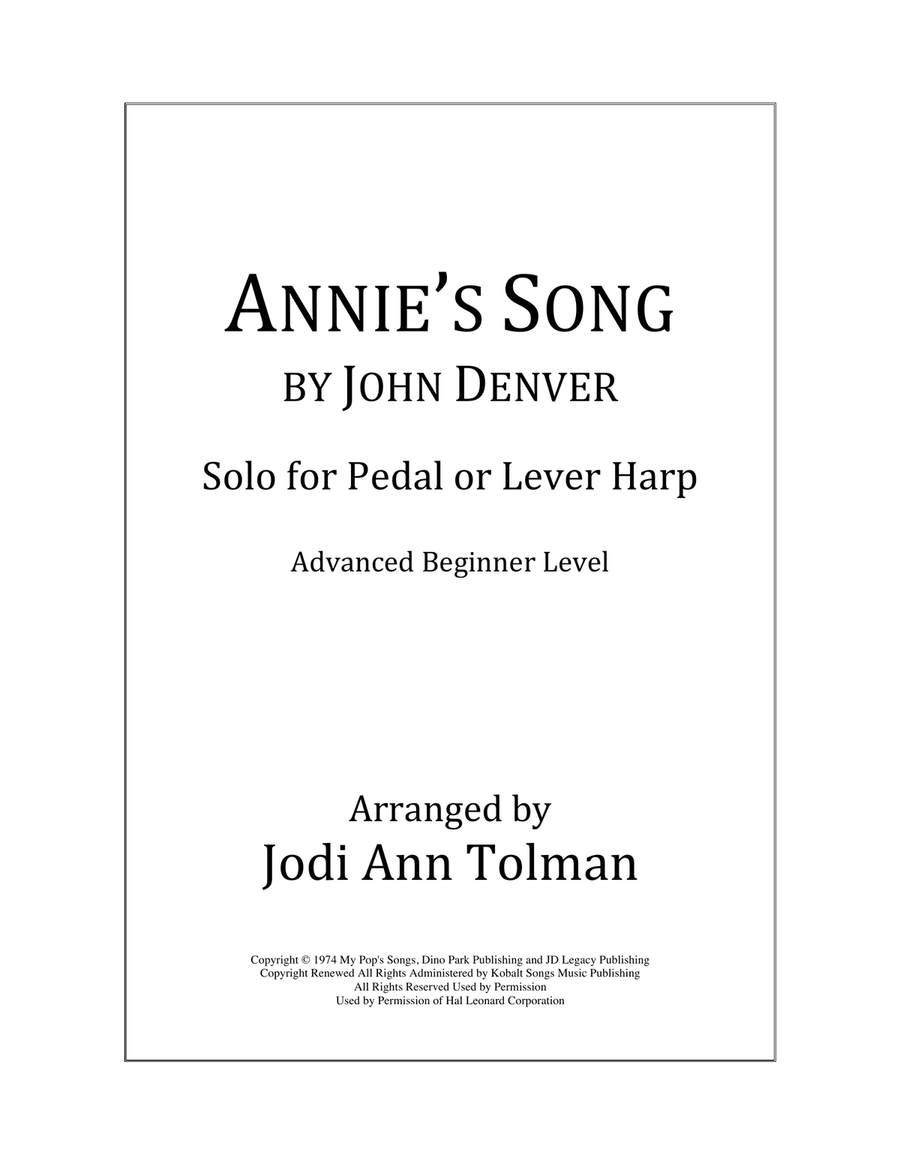 Annie's Song Harp scores gallery preview page 1