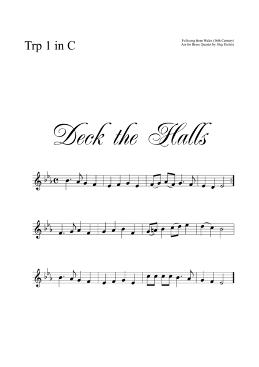 Deck the Halls (Christmas Carol) for Brass Quartet Brass Quartet scores gallery preview page 5