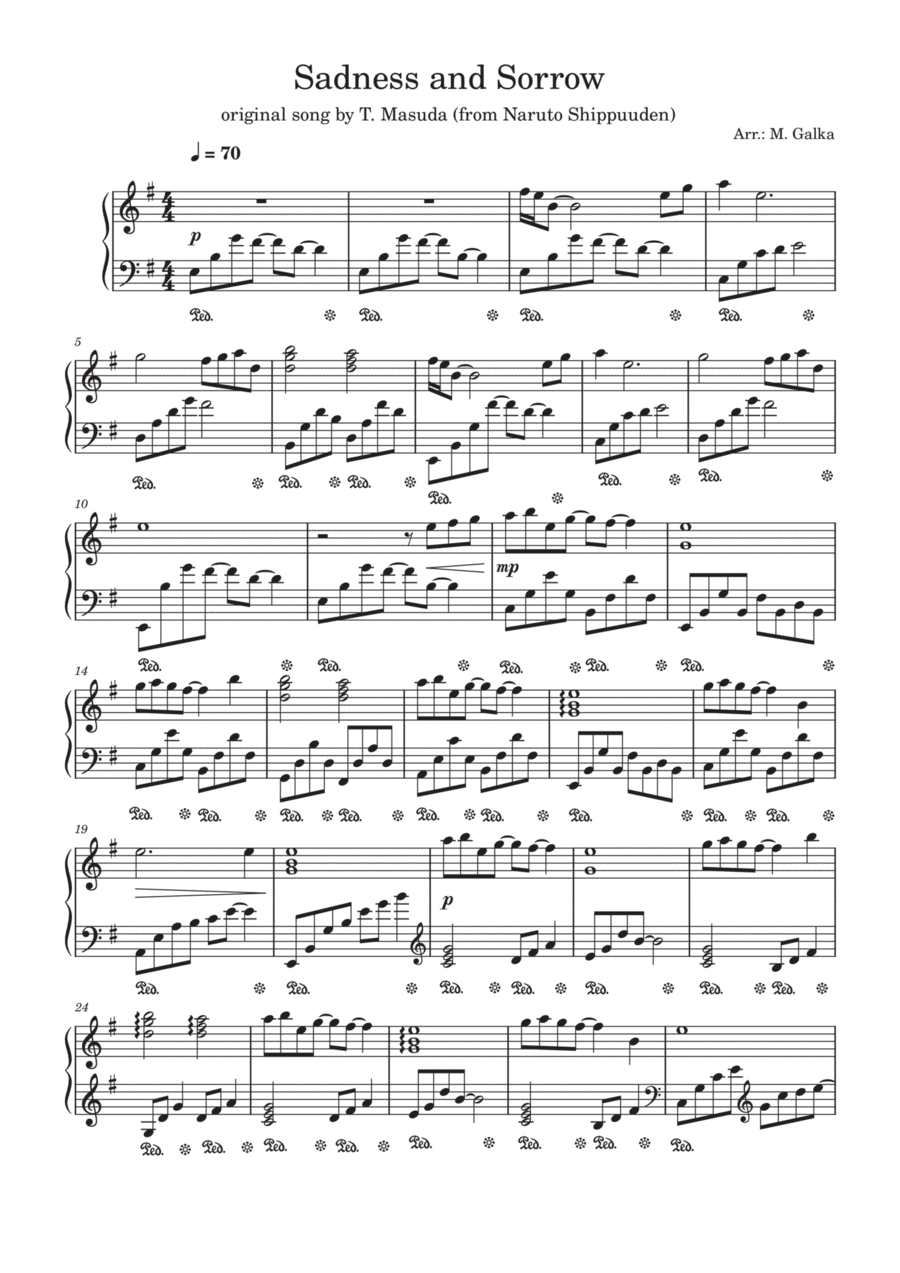Naruto Piano Solo scores gallery preview page 1