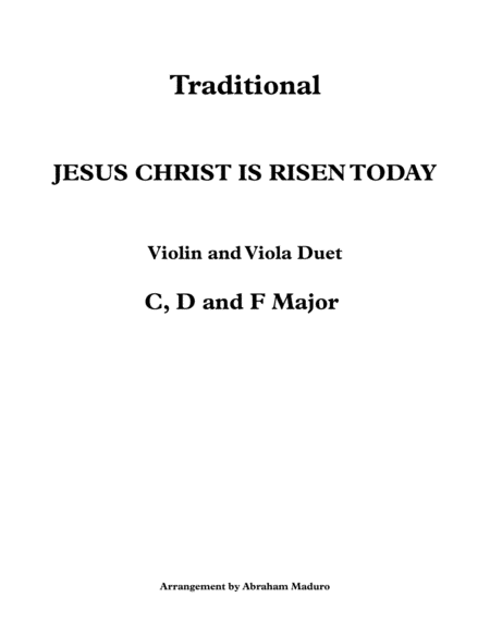Jesus Christ is Risen Today Violin Viola Duet-Three Tonalities Included image number null