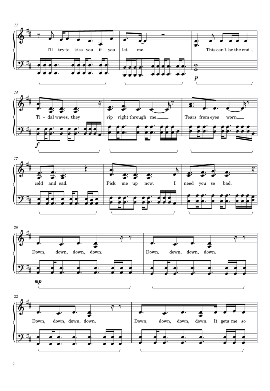 Down Down Easy Piano scores gallery preview page 2