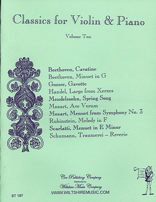 Book cover for Classics for Violin , Volume 2