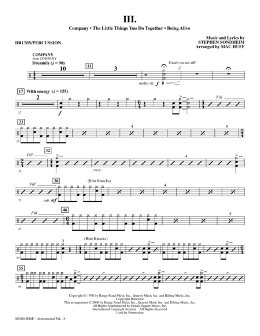 Sondheim! A Choral Celebration (Medley) (arr. Mac Huff) - Drums & Percussion Choir scores gallery preview page 7