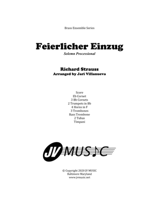 Feierlicher Einzug by Richard Strauss for Brass Ensemble
