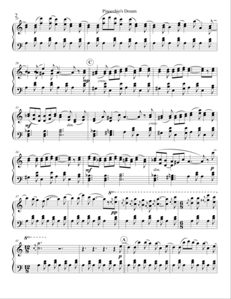 Pinocchio's Dream Pinocchio's Dream Piano Solo scores gallery preview page 2