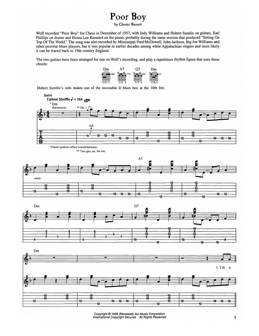 Poor Boy Acoustic Guitar scores gallery preview page 1
