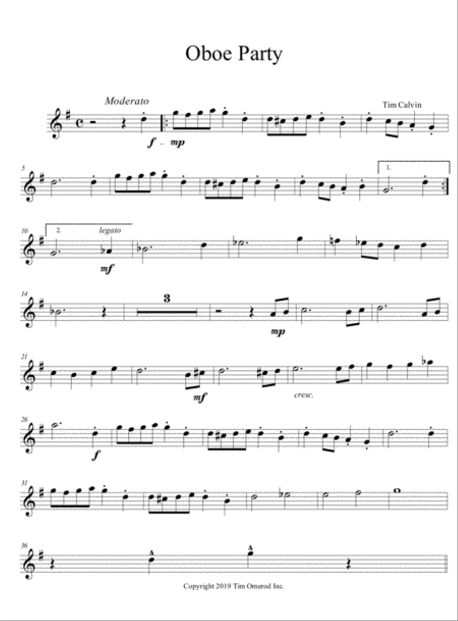 Oboe Party Oboe Solo scores gallery preview page 1