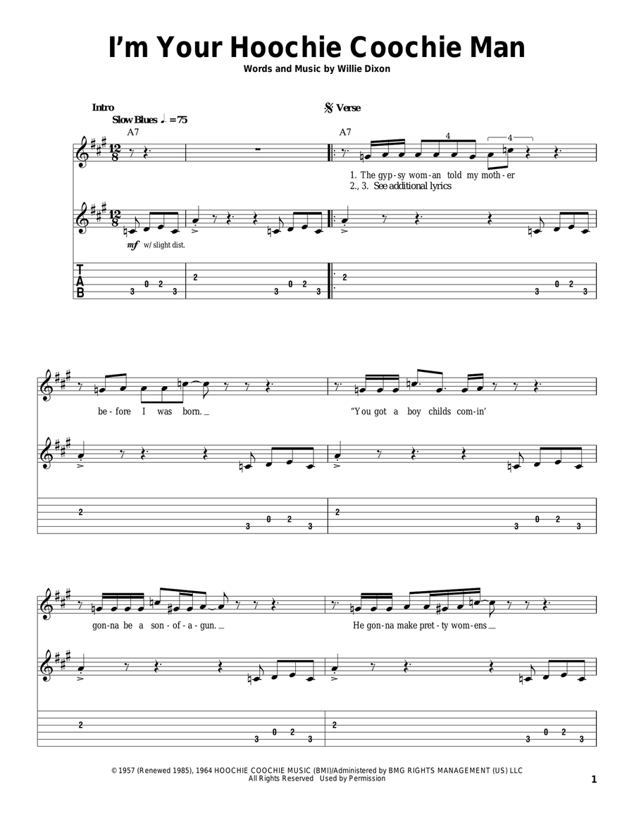 I'm Your Hoochie Coochie Man Electric Guitar scores gallery preview page 1