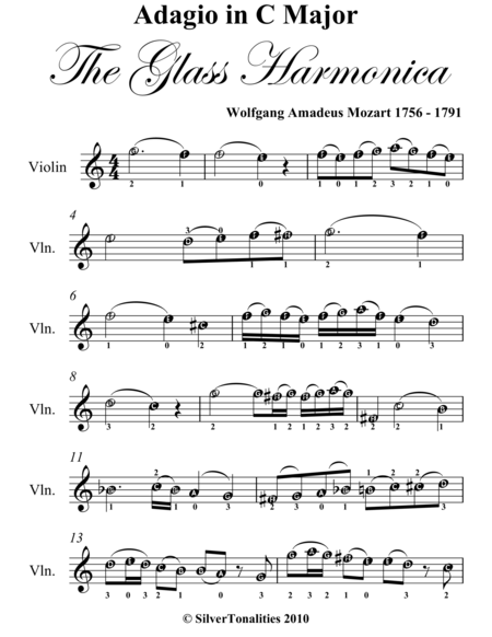 Adagio in C Major Glass Harmonica Easy Violin Sheet Music