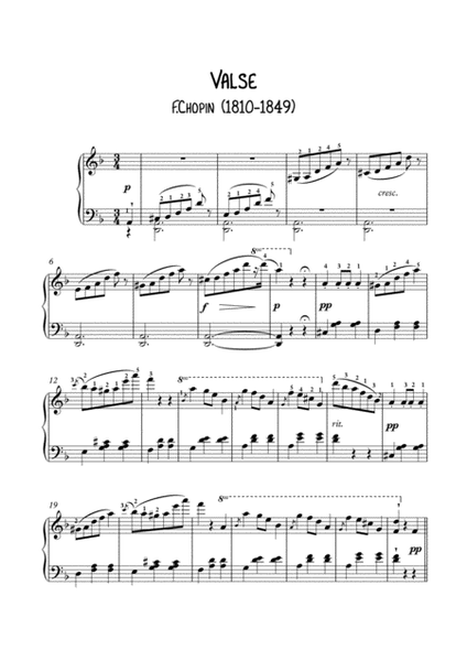 Waltz posthume by Chopin for easy piano image number null