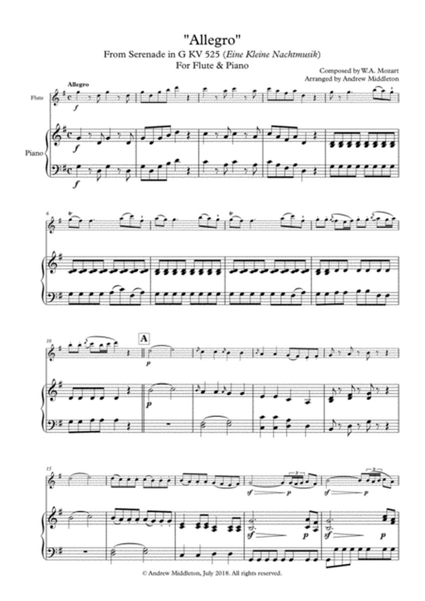 "Allegro" from Eine Kleine Nachtmusik, for Flute & Piano image number null