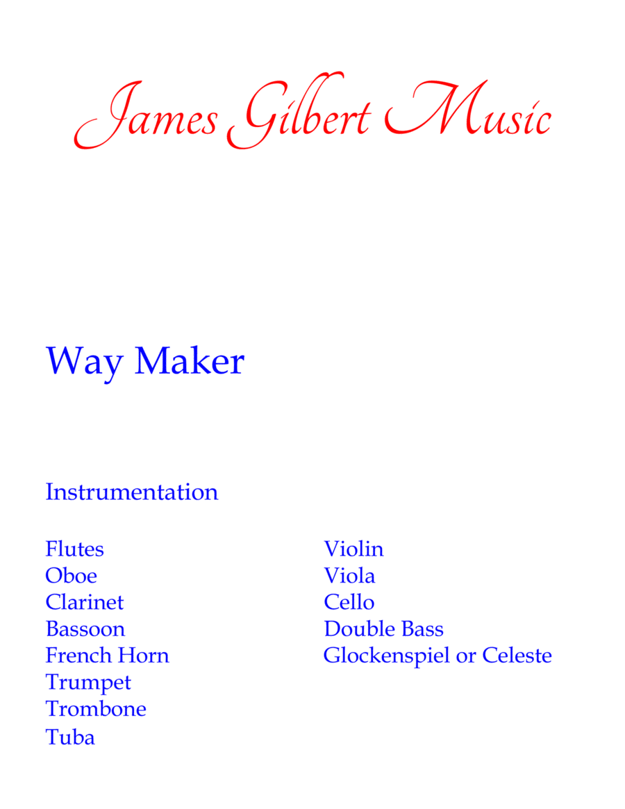 Way Maker Way Maker Full Orchestra scores gallery preview page 1