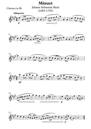 Minuet - Johann Sebastian Bach - (Clarinet in Bb Solo)