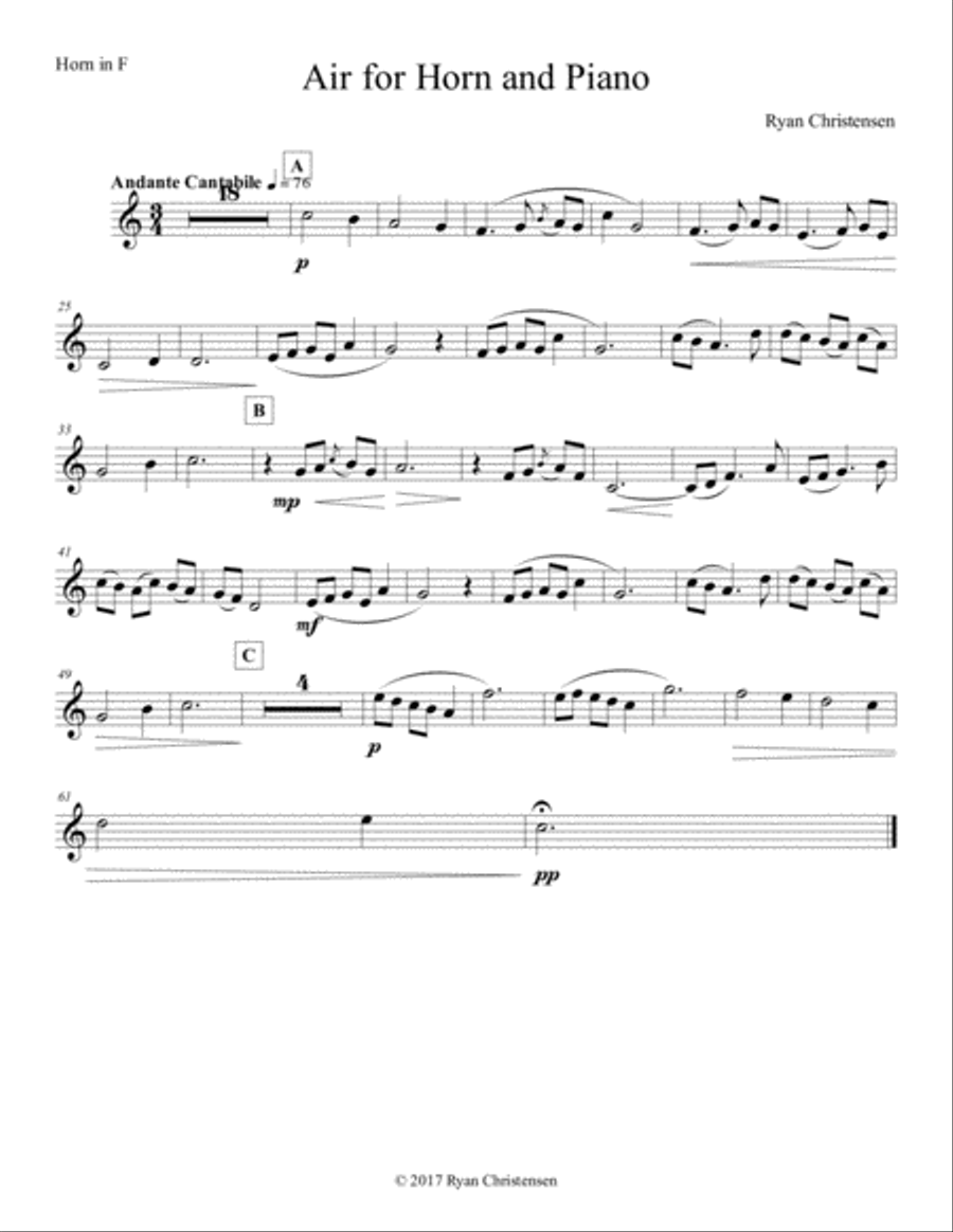 Air for Horn and Piano Horn scores gallery preview page 3