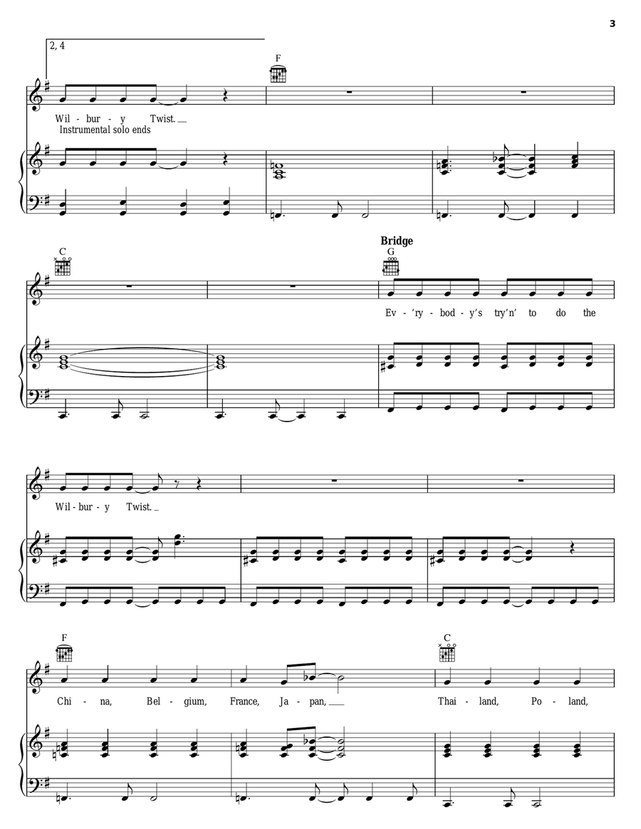 Wilbury Twist Piano, Vocal, Guitar scores gallery preview page 3
