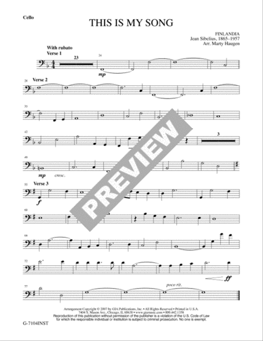 This is My Song - Instrument edition Cello scores gallery preview page 4