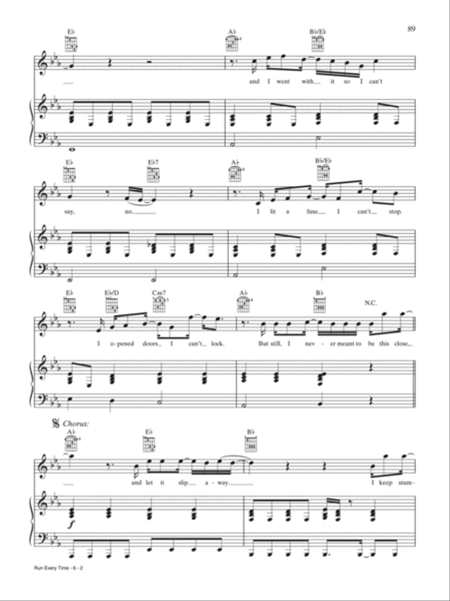 Run Every Time Piano, Vocal, Guitar scores gallery preview page 2