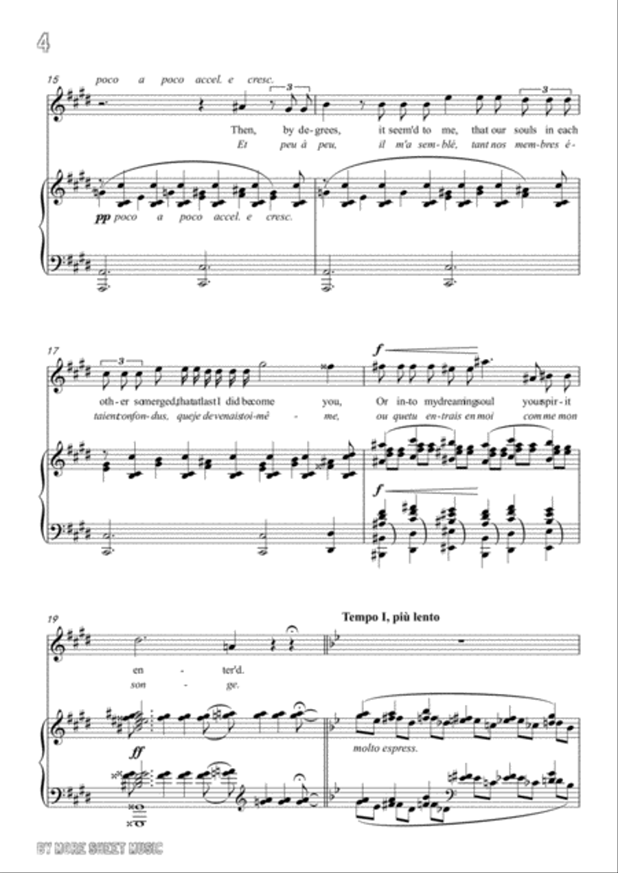 Debussy-Her Hair in B flat Major,for voice and piano Voice Solo scores gallery preview page 6