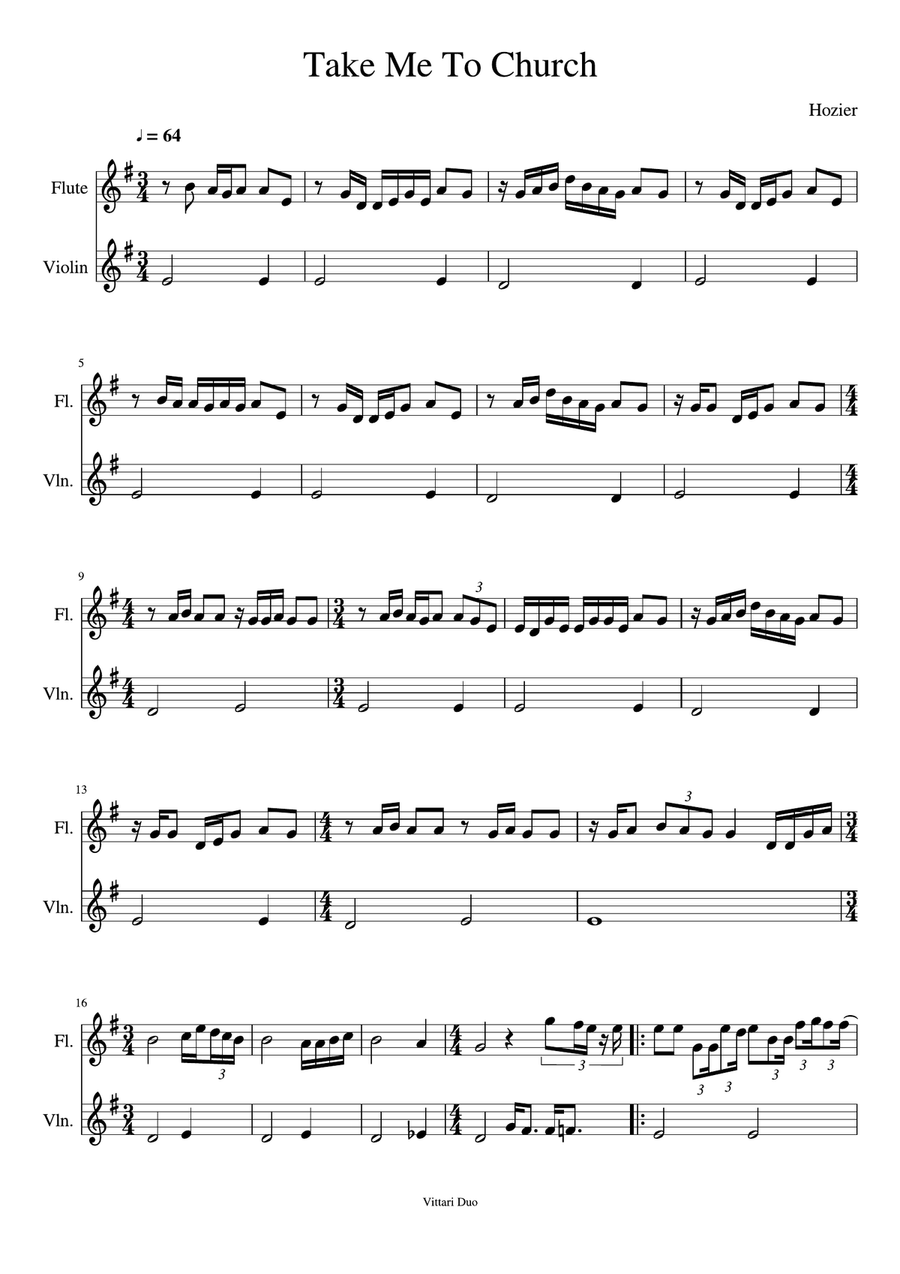 Take Me To Church Flute scores gallery preview page 1