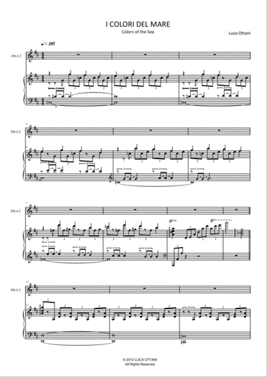 I colori del mare (Colors of the Sea) - Piano solo - Luca Ottani Piano Solo scores gallery preview page 2