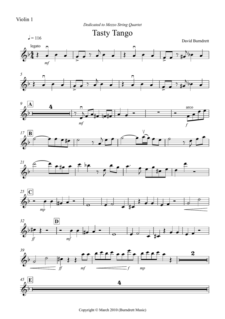 Tasty Tango for String Quartet String Quartet scores gallery preview page 5