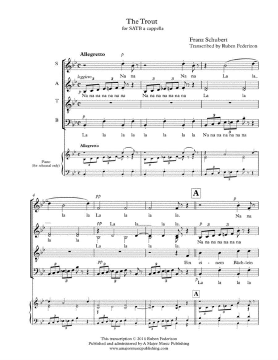 Die Forelle (Schubert). SATB a-cappella 4-Part scores gallery preview page 2