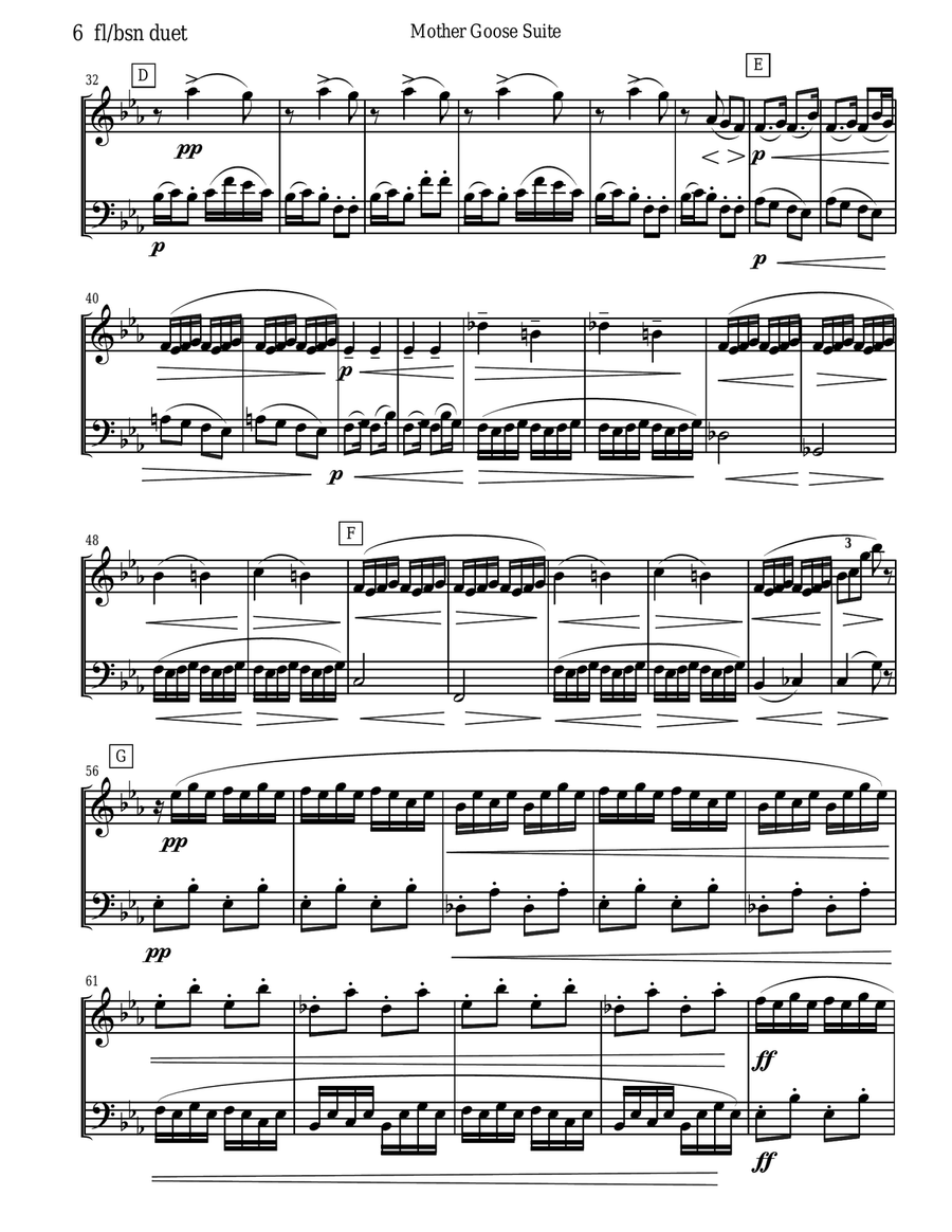 Ravel - Mother Goose Suite Selections for Flute and Bassoon Duet Woodwind Duet scores gallery preview page 6