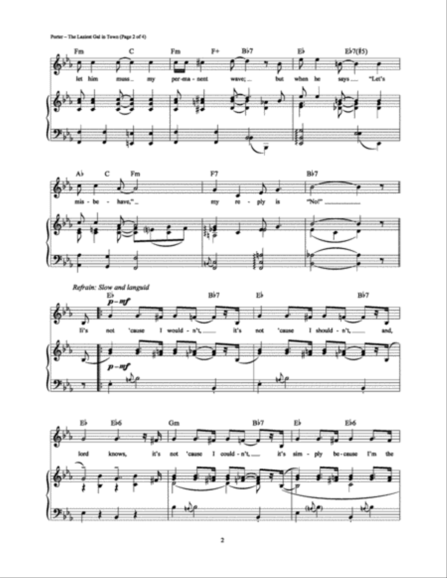 The Laziest Gal in Town The Laziest Gal in Town Piano, Vocal, Guitar scores gallery preview page 2