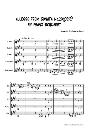 Sonata No.20 in A Major by Franz Schubert for Clarinet Quintet.