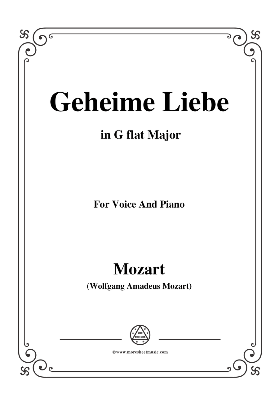 Mozart-Geheime Liebe,in G flat Major,for Voice and Piano