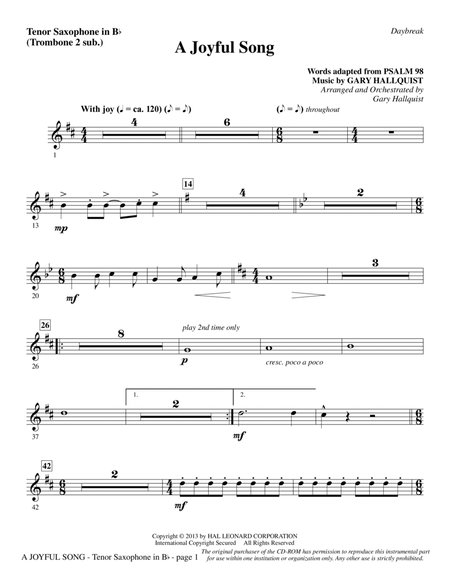 A Joyful Song - Tenor Sax (sub. Tbn 2)