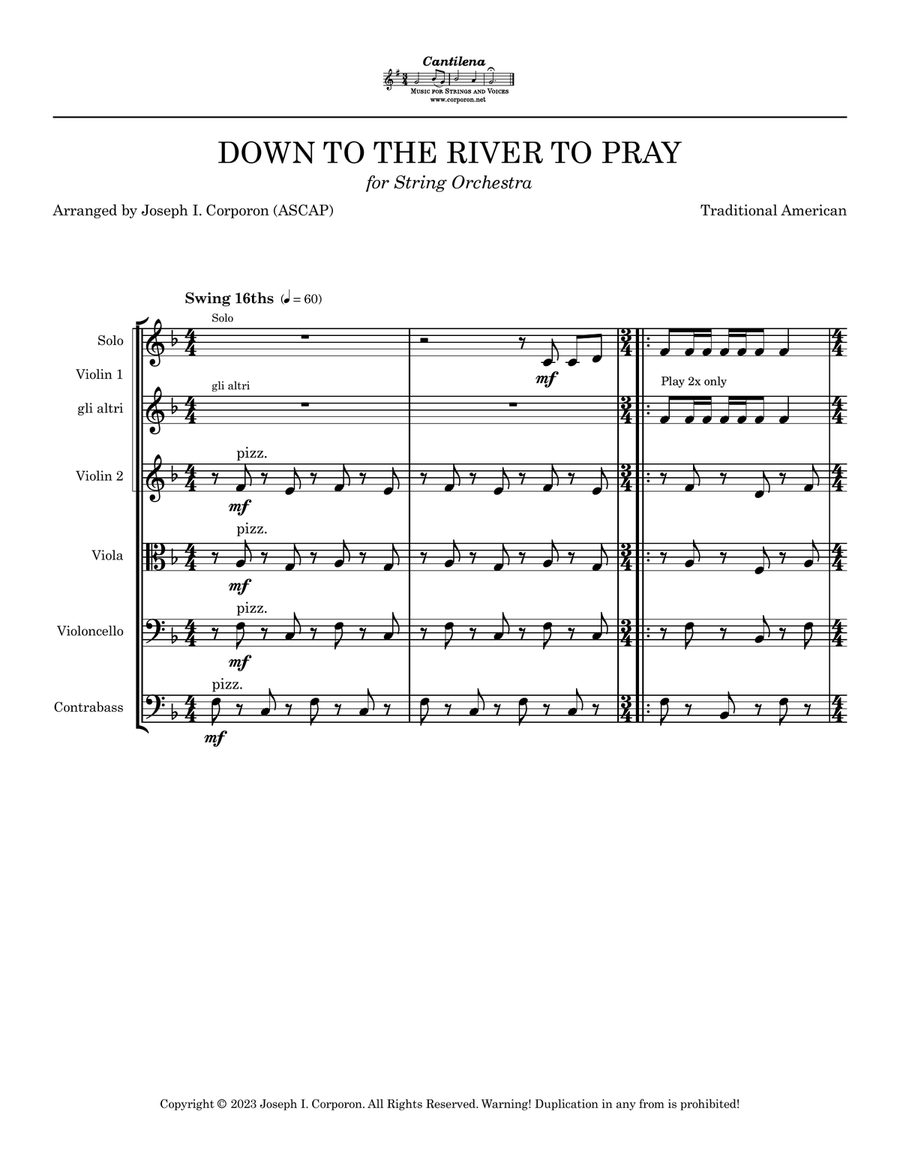 Down to the River to Pray String Orchestra scores gallery preview page 3
