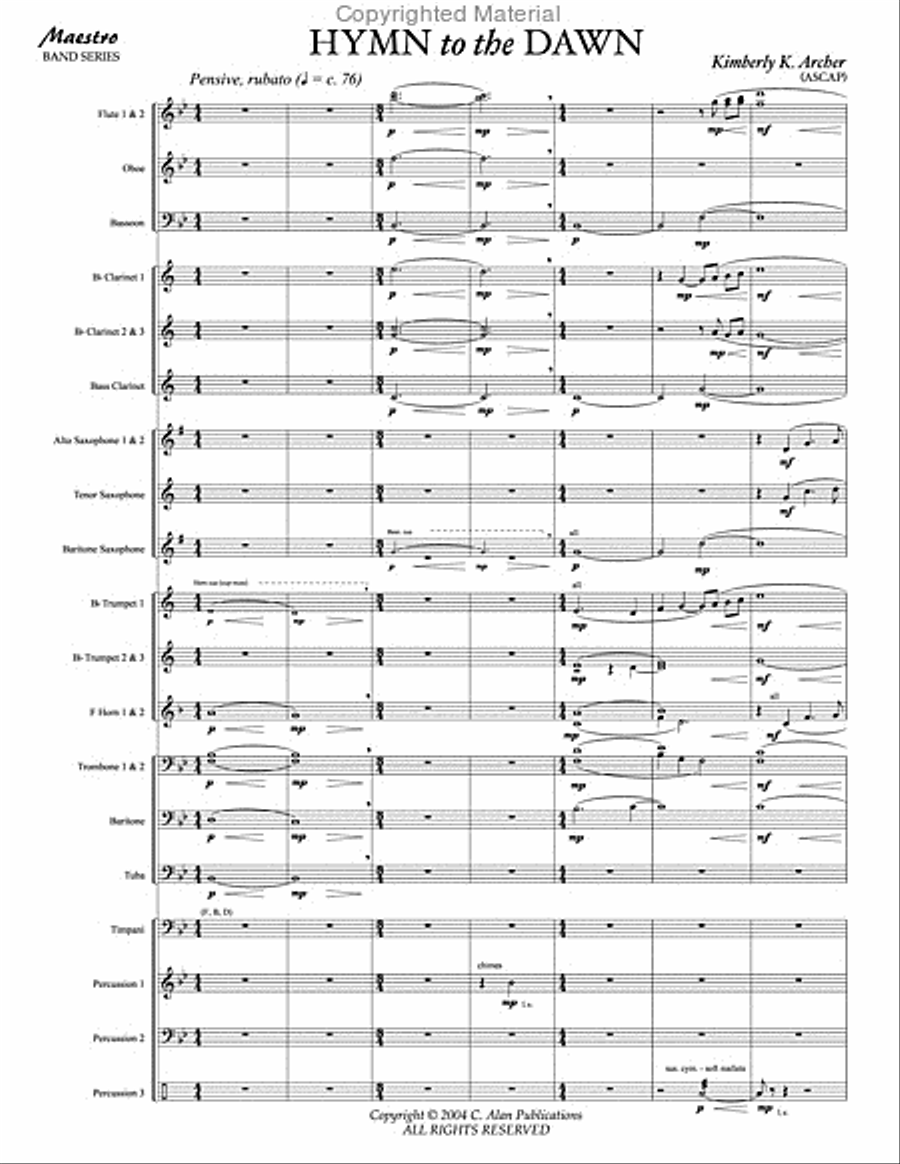 Hymn to the Dawn Concert Band scores gallery preview page 2
