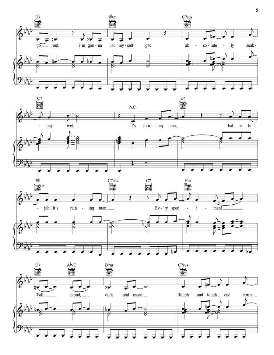 It's Raining Men It's Raining Men Piano, Vocal, Guitar scores gallery preview page 5