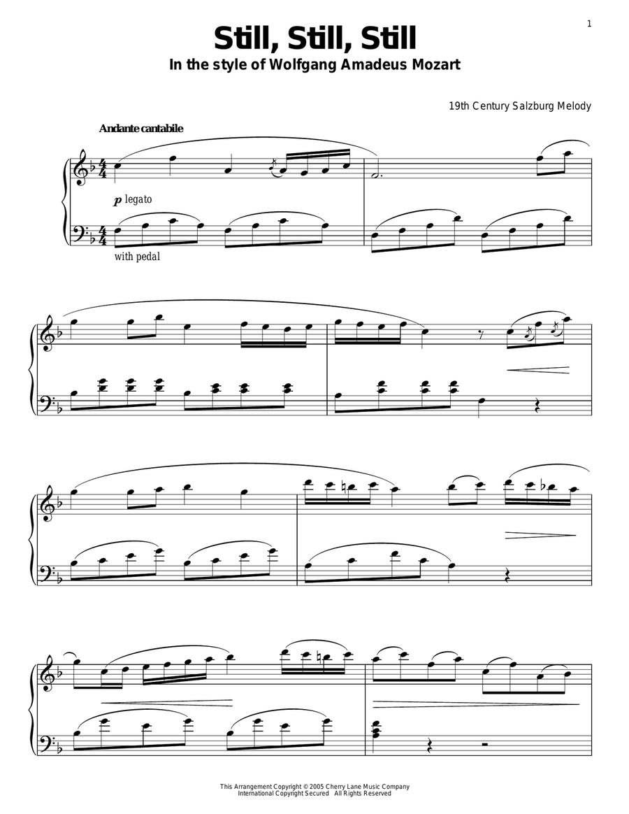 Still, Still, Still (in the style of Mozart) Piano Solo scores gallery preview page 1