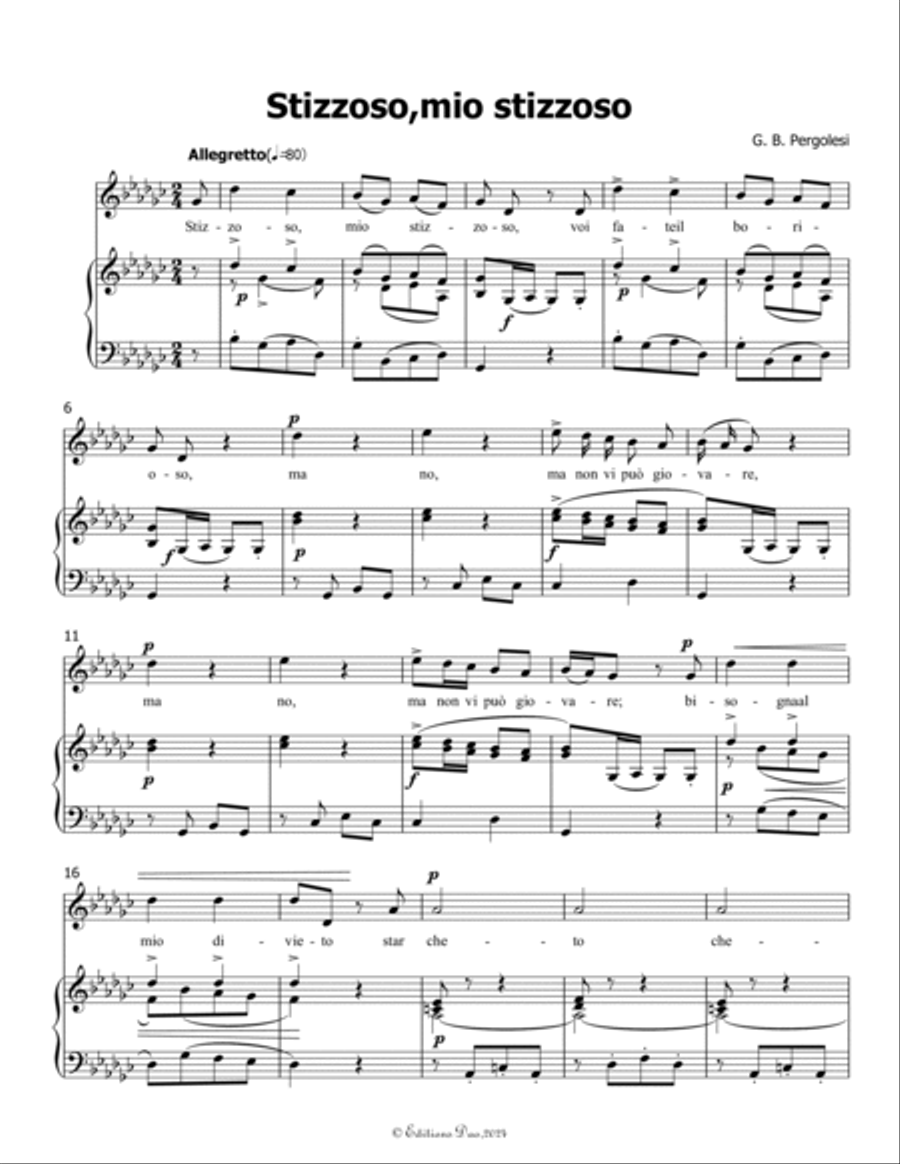 Stizzoso,mio stizzoso,by Pergolesi,in G flat Major Voice scores gallery preview page 3