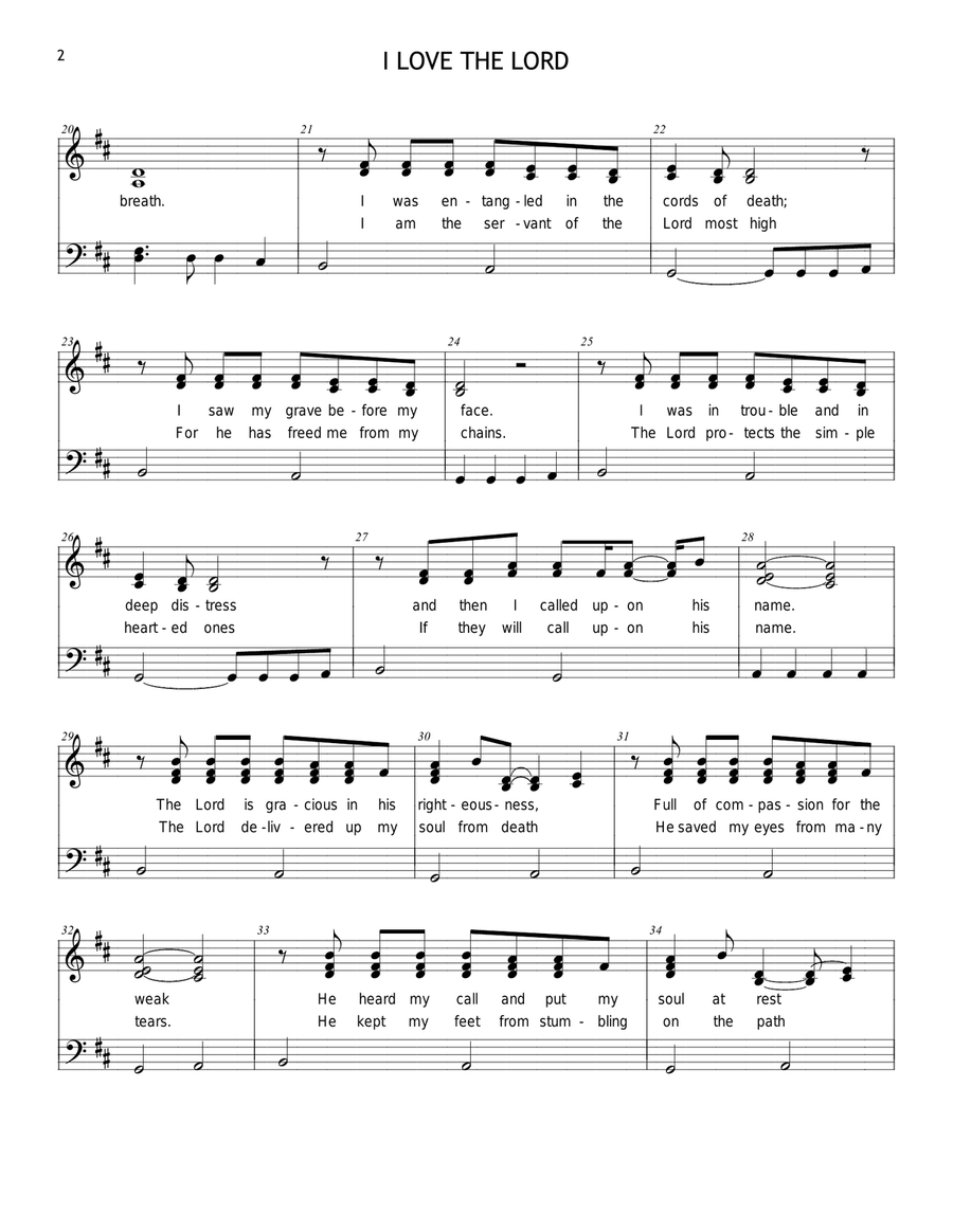 I Love the Lord (Psalm 116) Piano, Vocal scores gallery preview page 2