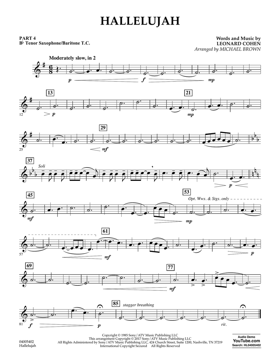 Hallelujah - Pt.4 - Bb Tenor Sax/Bar. T.C.