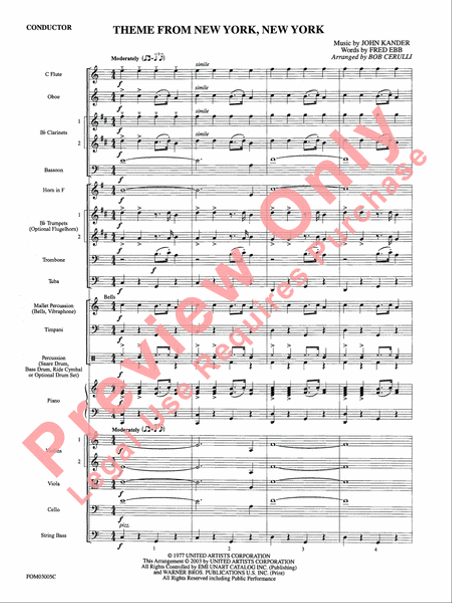 New York, New York, Theme from Full Orchestra scores gallery preview page 3