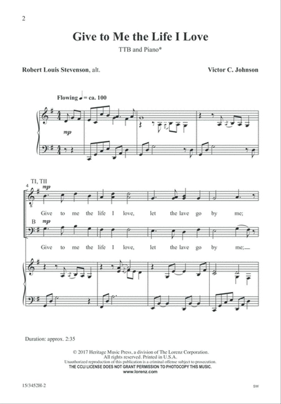 Give to Me the Life I Love TTB scores gallery preview page 2