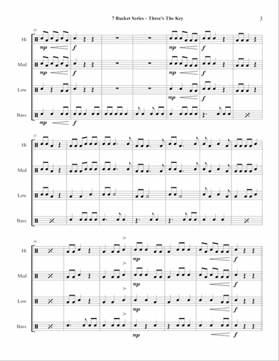 7 Bucket Series - Three's The Key Percussion Ensemble scores gallery preview page 5