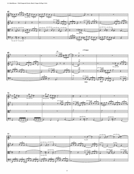Fugue 10 from Well-Tempered Clavier, Book 2 (String Quartet) image number null