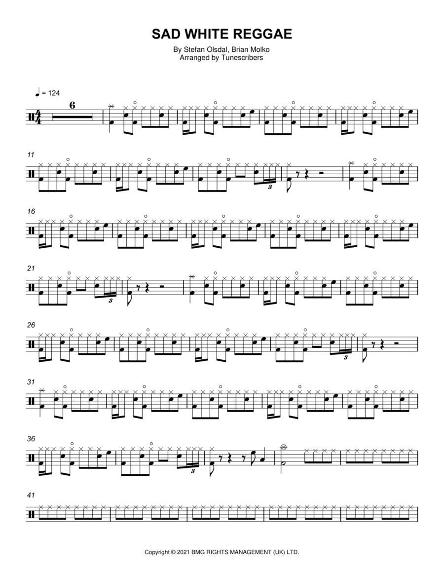 SAD WHITE REGGAE Drum Set scores gallery preview page 1
