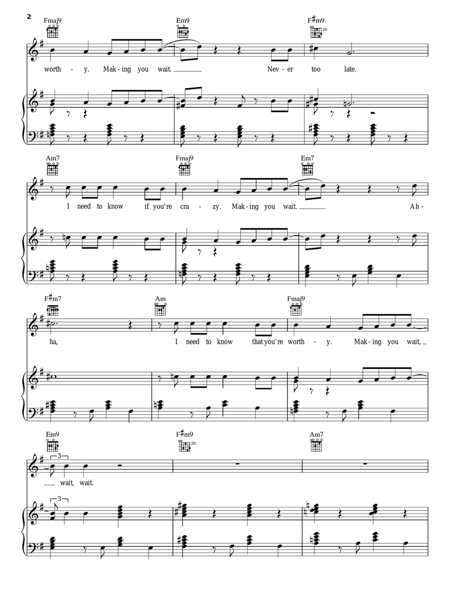 Making You Wait Piano, Vocal, Guitar scores gallery preview page 2