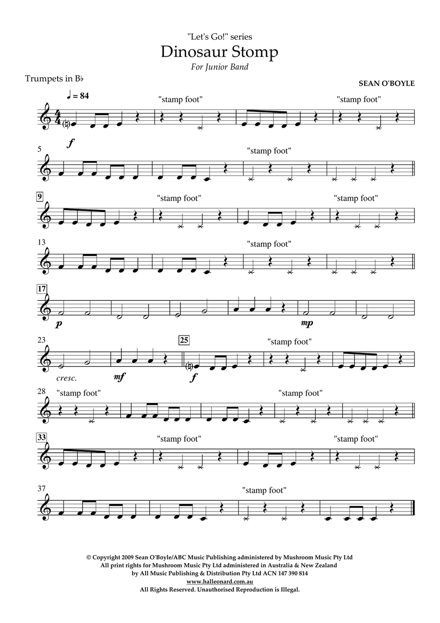 Dinosaur Stomp - Bb Trumpet Concert Band scores gallery preview page 1