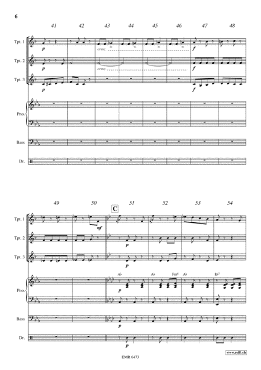 Tritsch-Tratsch Polka Trumpet Trio scores gallery preview page 6
