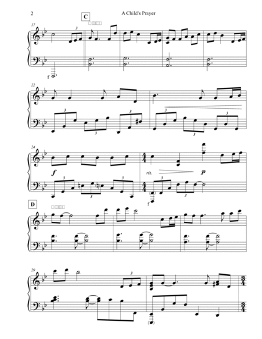 A Child's Prayer Piano Solo scores gallery preview page 2
